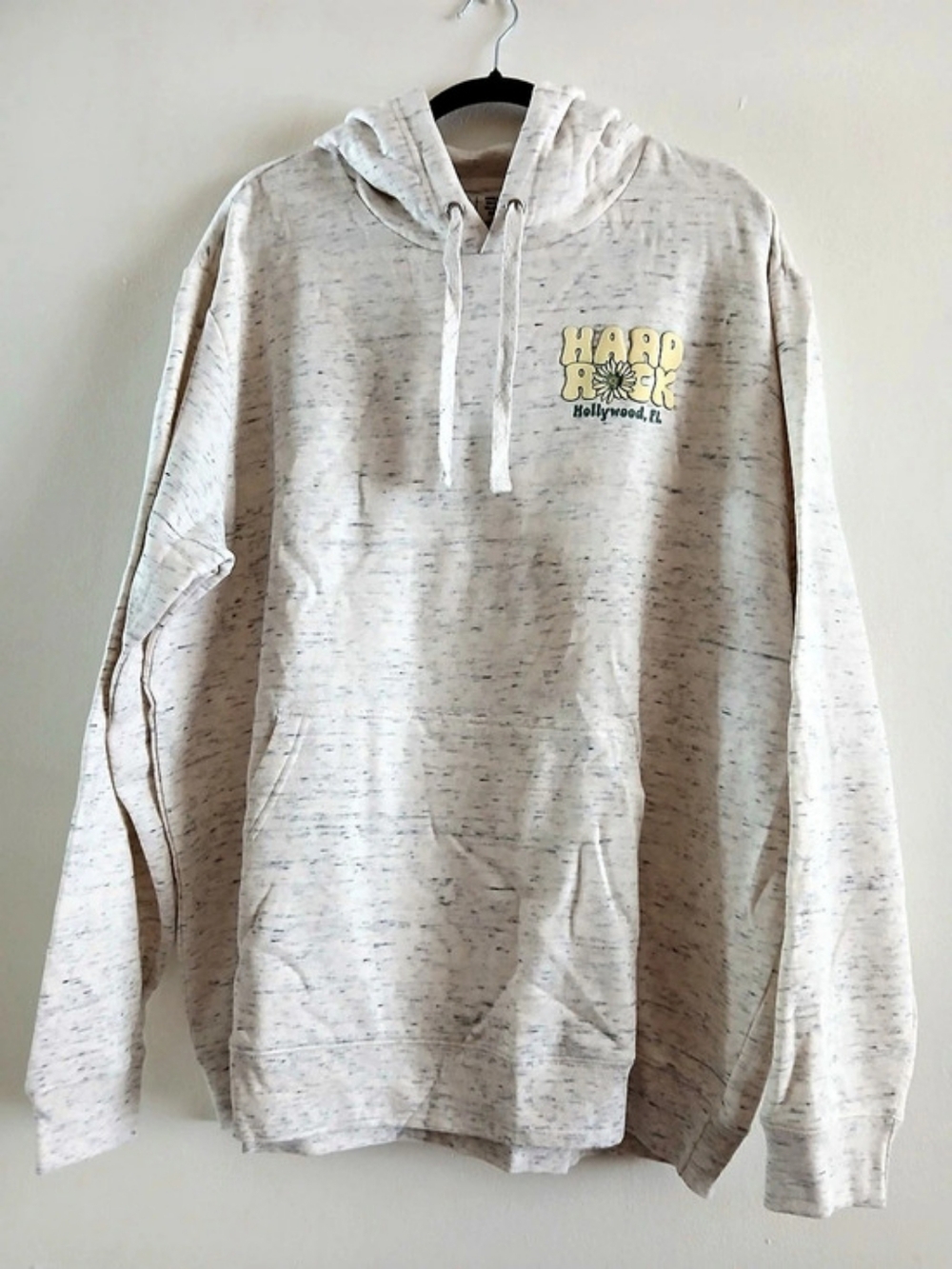 Hard Rock Graphic Pullover Hoodie in White & Gray Size XXL One Pocket New $30